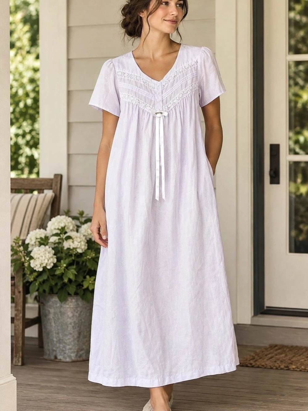 Carriage Boutique Cottage Core Midi Dress nightgown in Purple Size Medium